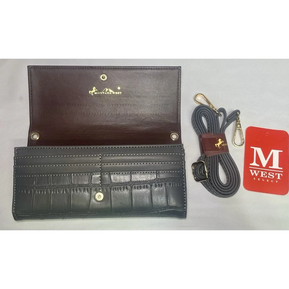 Montana‎ West Gray Western Crossbody Wallet